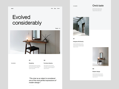 Furniture shop branding design header minimal shop typography ui ux visual web website
