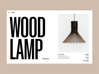 Lamp wood shop branding design header lamp light minimal shop store typography ui ux web webshop
