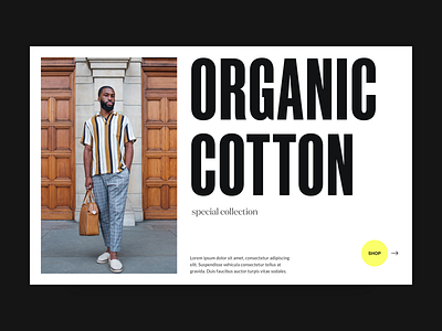 Organic cotton branding design grid header minimal shop typography ui ux visual web webshop website
