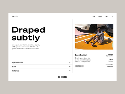Draped subtly branding design header minimal shop typography ui ux visual web website
