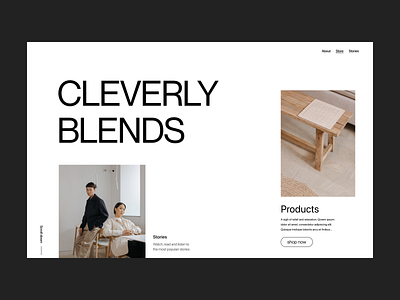 Cleverly blends branding design header minimal store typography ui ux web webshop website