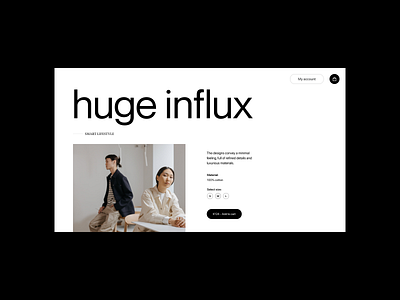Huge influx branding design header minimal shop typography ui ux web webshop website