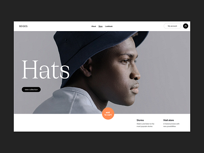 Hats collection branding design fashion header minimal shop typography ui ux web webshop