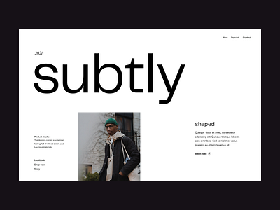 Subtly branding design fashion header minimal shop typography ui ux web webshop website