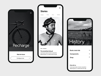 Bicycle recharge bicycle branding design header minimal shop typography ui ux web webshop website