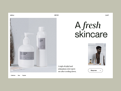 Fresh skincare branding design header minimal shop typography ui ux web webshop website