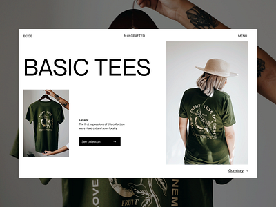 Basic tees branding design fashion header minimal shirt shop typography ui ux web webdesign webshop