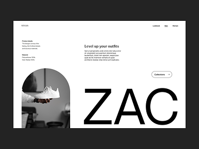 Shoe zac branding design header minimal shoe shop typography ui ux web webshop