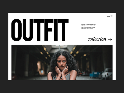 Outfit branding design fashion header minimal store typography ui ux web webshop