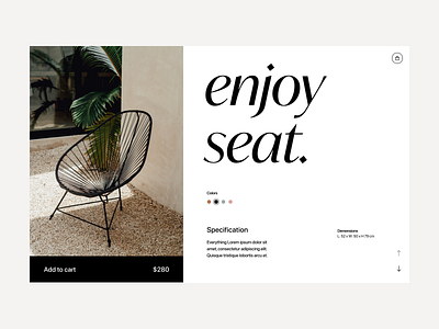 Enjoy seat branding design furniture header minimal typography ui ux web webshop