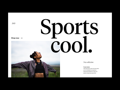 Sport cool. branding fashion header minimal shop typography ui ux webdesign