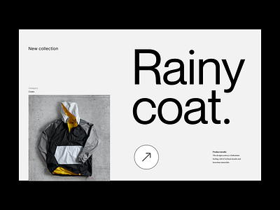 Rainy coat branding design header minimal shop typography ui ux web webshop