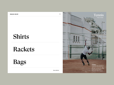 Tennis shop branding design graphic design header minimal shop sport tennis typography ui ux web