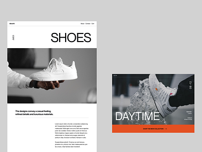 Daytime branding design fashion graphic design grid header minimal shoe shop typography ui ux web
