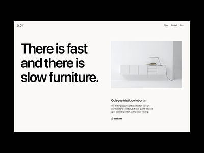 Slow furniture branding design ecommerce furniture header minimal shop typography ui ux web