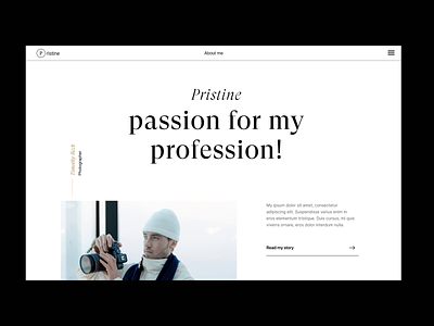Pristine - Photographer blog branding design header minimal photographer portfolio typography ui ux web
