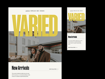 Varied - Fashion shop branding design header minimal typography ui ux web