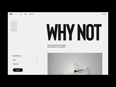 Why not branding design header minimal shoe shop typography ui ux web