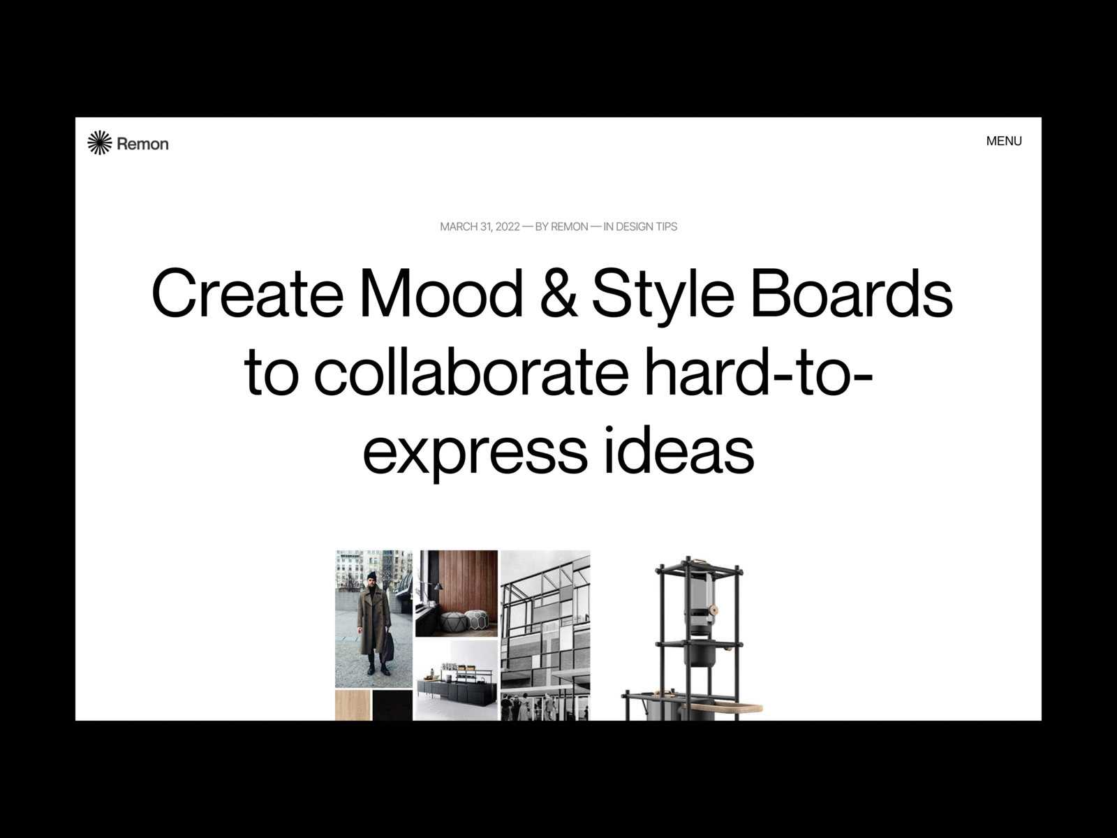 Create Mood & Style Boards - Blog article branding design fashion header minimal moodboard shop styleboard typography ui ux web