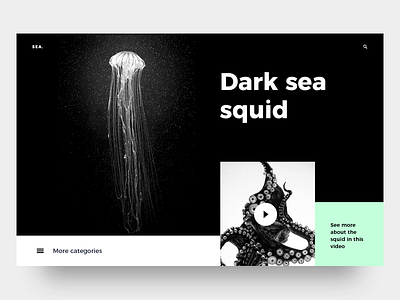 Squid black clean design graphic header minimal restaurant squid ui ux visual web