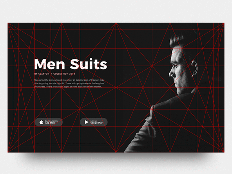 Men suits grid app clean design fashion graphic grid header minimal shop ui ux web
