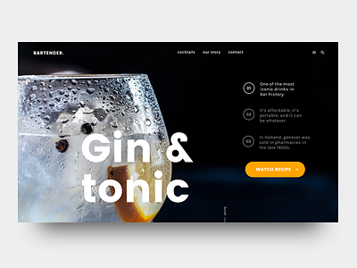 Gin tonic black header hero interface minimal nike ui ux website