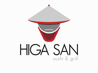 HIGA SAN design flat grill japanese logo minimal modern red sushi