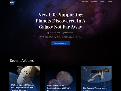 NASA Website Redesign banner design gradient landing page minimal showcase sketch typography ui ux web