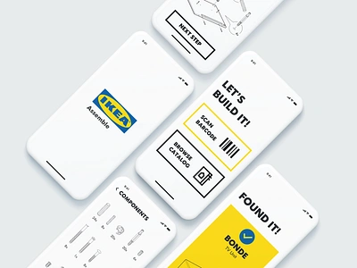 IKEA Assemble App Concept app animation blue design flat furniture instruction ios madewithstudio minimal motion showcase typography ui ux