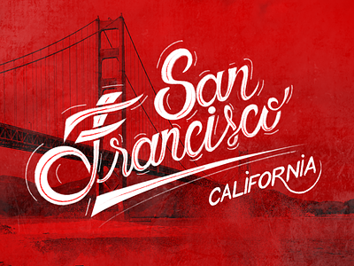 San Francisco brush california design flat font francisco hand lettering san