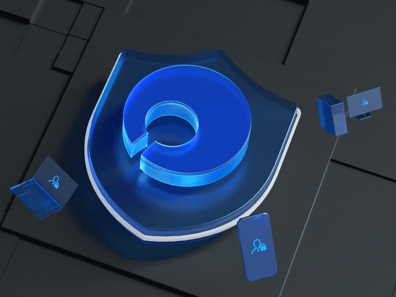 Floating blue safety glass animation 3d 3d animation animation cinema 4d crystal glass safety shield