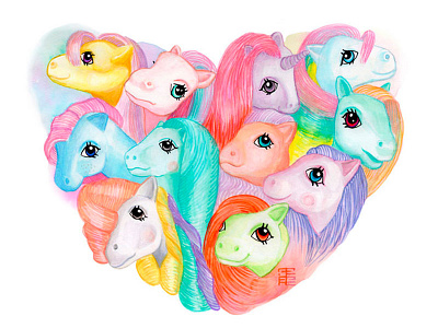 My Little Pony Art print 80s cute eighties girl heart kawaii my little pony nursery ponies pony unicorns watercolor