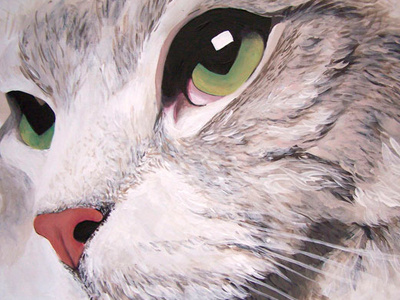 Grey cat acrilic cat cats close eyes face illustration kitten kittens painting
