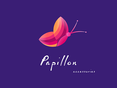 Papillon Logo accessories branding color gift graphic logo papillon