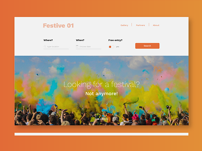 Website design "Festive 01" colorful festival minimalistic orange website design
