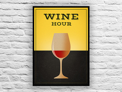 Wine Hour bar club glass grains illustration poster simple wine