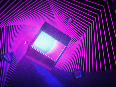 Cube Tunnel cubes glassy neon retro retrowave tunnel