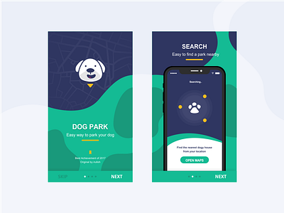 Onboarding [1] - Dog Park UI challenge achievement debut dog park illustrator launching mockup onboarding ui year end