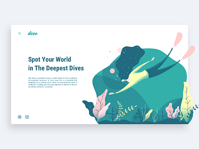The Deepest Dive art clean desktop dive green homepage landing simple web white