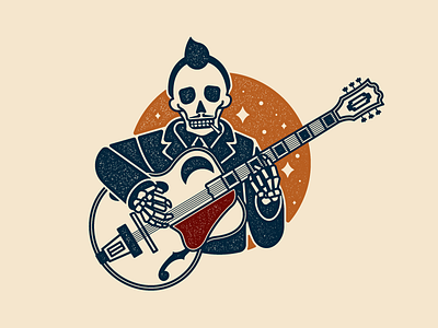 Django Reinhardt design grit guitar illustration skeleton skull