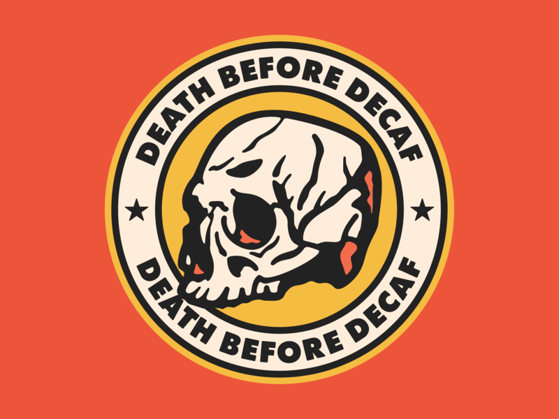 Death Before Decaf - Coaster badge coaster illustration skull