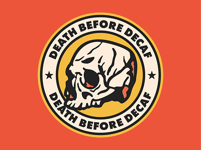 Death Before Decaf - Coaster badge coaster illustration skull