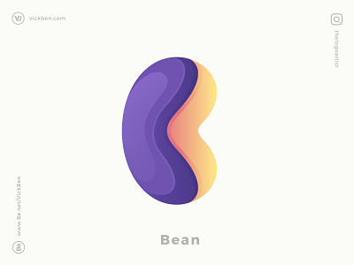 Bean b bean branding brandmark colorful creative designer geometric gradient icon initial letter logo logo design logo for sale logos mark modern new symbol
