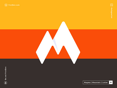 Magma Logo alphabet branding design designer designs hill initial letter logo logo design logo designer logos m magma minimal mountain nature peak symbol type