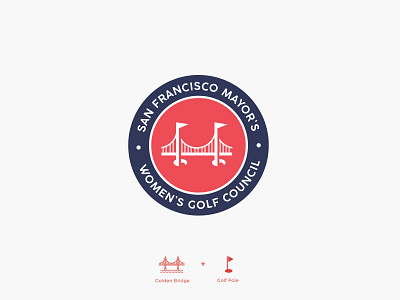 Golf badge brand branding brandmark bridge creative design geometric golf icon logo logo design logo designer mark round san francisco symbol vick vick ben women