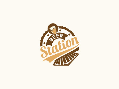Beer Station badge beer bottle branding brandmark brewery craft beer creative design draught logo logo design logo designer pub retro shop station vick ben vintage wine