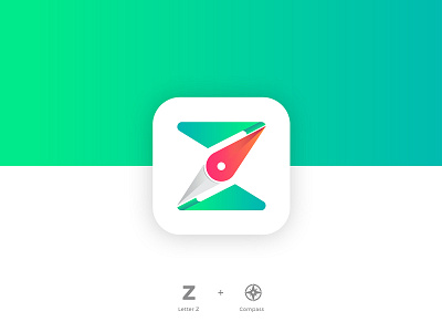 Zonder 3d android app apps brandmark compass design designer geomatric green icon iphone letter logo minimal simple store symbol travel z