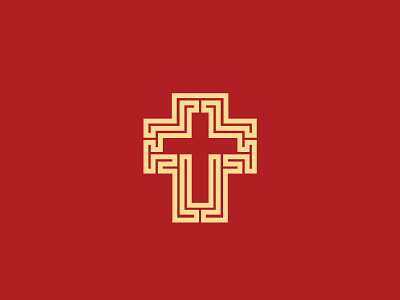 Cross brand christian church church logo cross designer geometric god gold icon jesus christ logo logo design logo designer red religion religious symbol