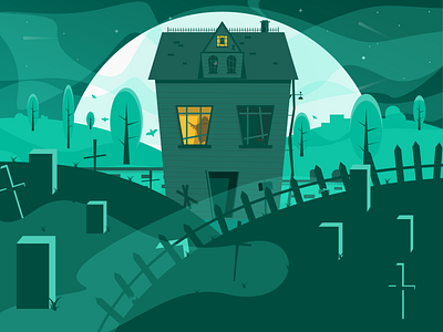 Halloween gost halloween house illustraion