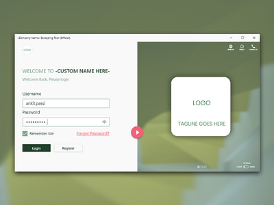 Scraping Tool - Login Screen adobe xd android design mockup ui design uiux uiux design